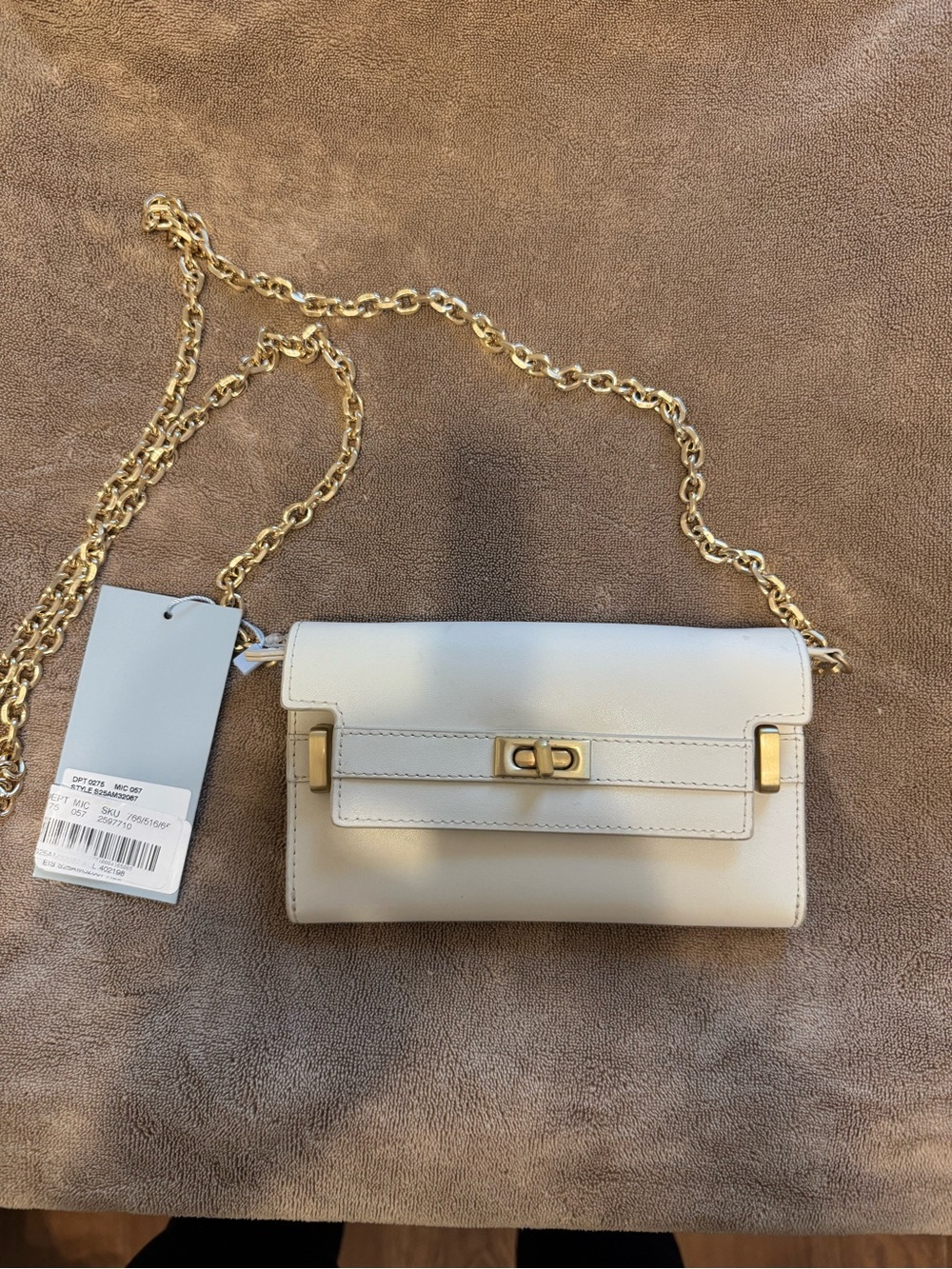 ANTONIO MELANI Cream Crossbody with Gold Chain Strap
